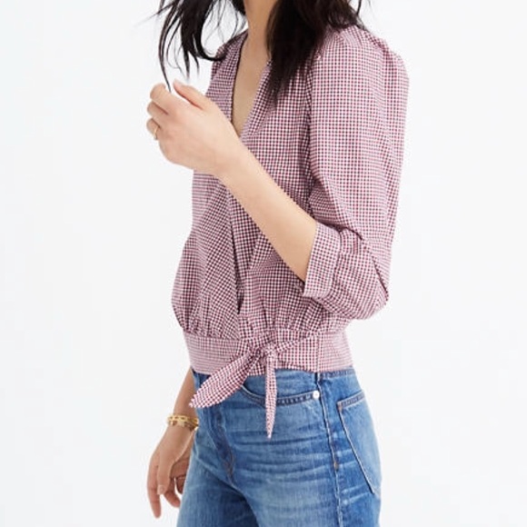 Madewell Tops - Madewell wrap blouse in gingham